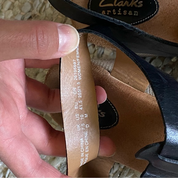 Clarks Artisan black wedge sandal leather - Picture 7 of 8